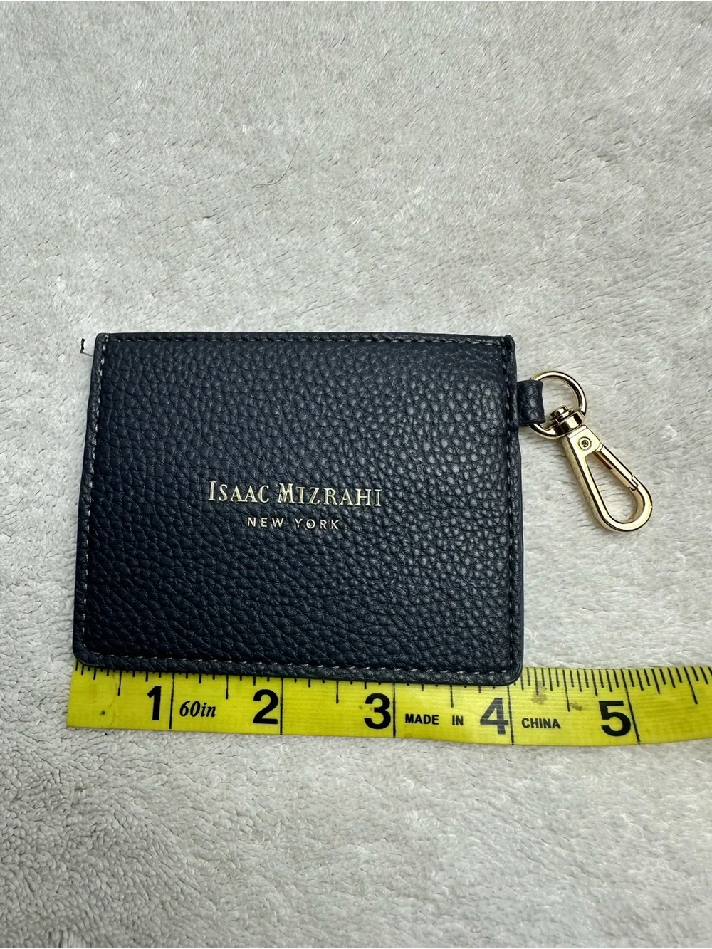 Isaac Mizrahi Pebbled Leather Card & Key Holder with Gold Hardware